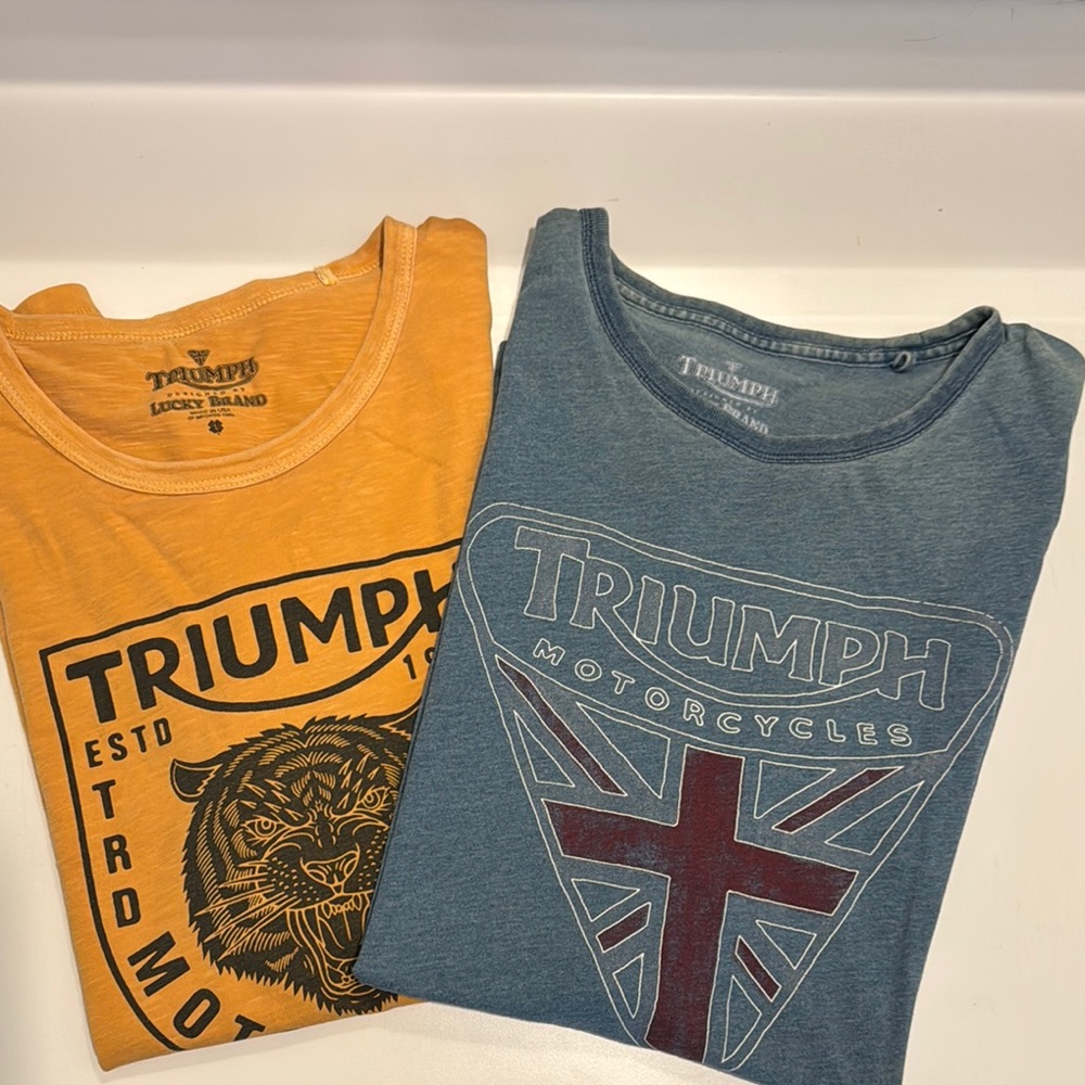 Bundle of 2 Lucky Brand Triumph Motorcycles T-Shirts - Size Large